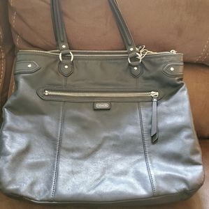 Coach black leather tote